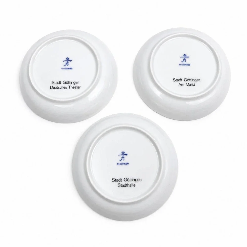 Furstenberg Stadt Gottingen West Germany Porcelain Plate Set 7pc Black White